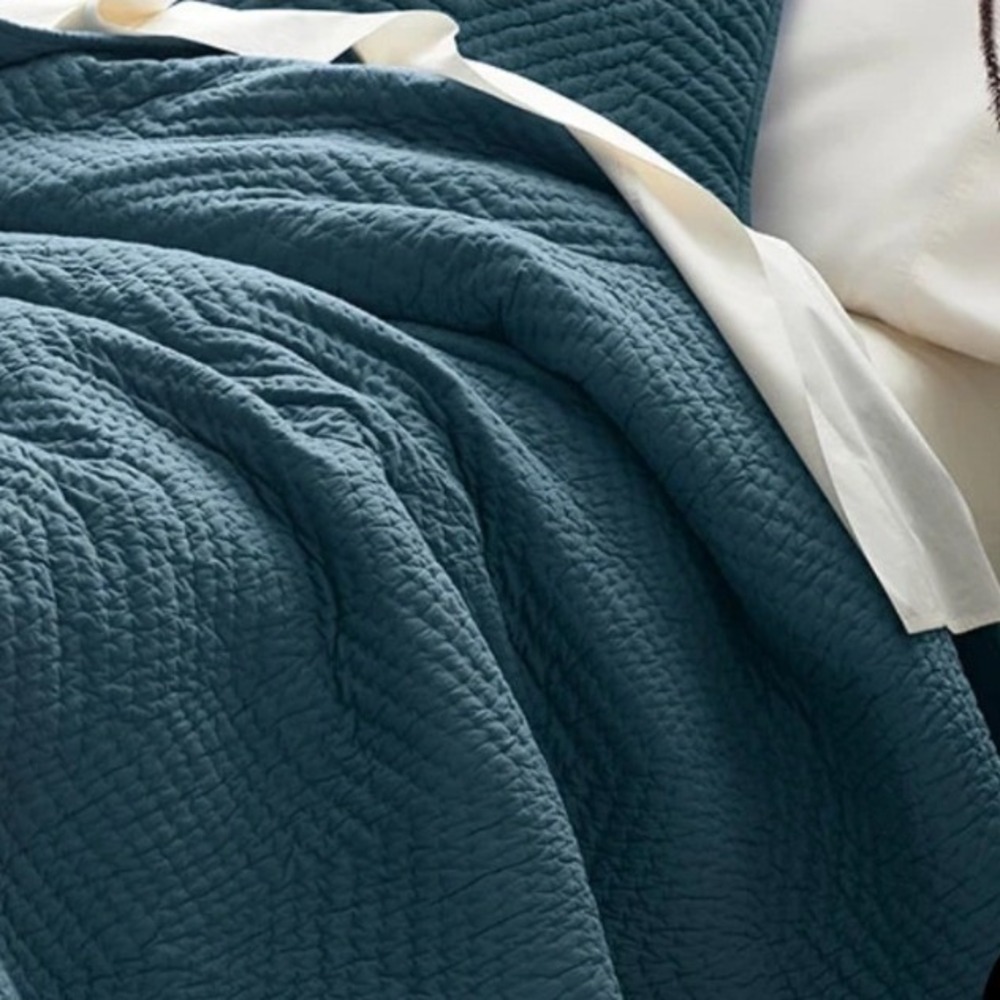 The Company Store Cotton Voile King Quilt Pacific Blue C3A3-K-PACIFIC